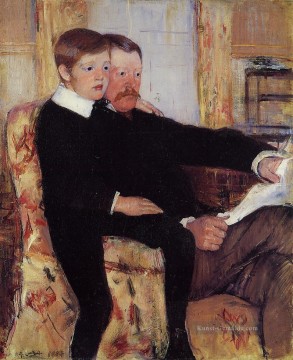 Porträt von Alexander J Cassat und sein Sohn Robert Kelso Cassatt Mütter Kinder Mary Cassatt  Ölgemälde